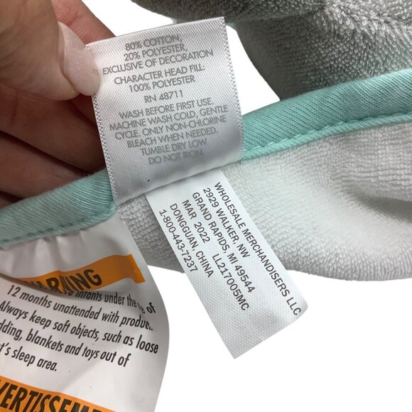 Lullaby Lane Baby Elephant Wash Cloth 10" X 10" Cotton Blend NEW NWT - Picture 5 of 6